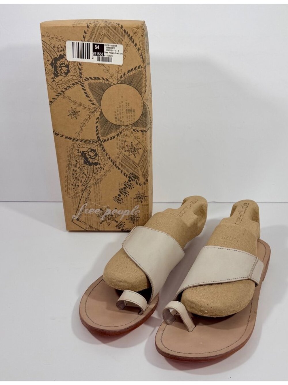 Free People Sant Antoni Leather Slide Sandals Size 8.5 US 39 EU White Cream